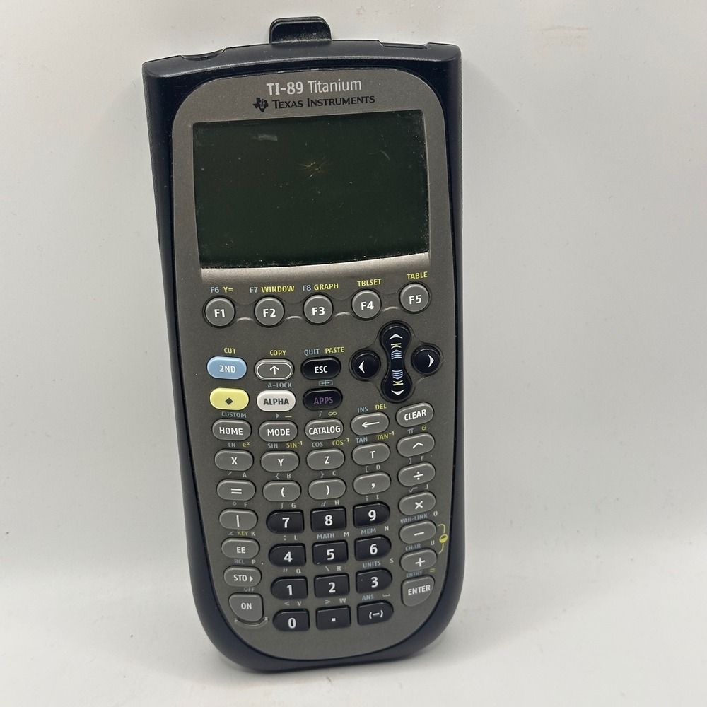 Texas Instruments TI-89 Titanium Graphing Calculator Black Silver Small Crack